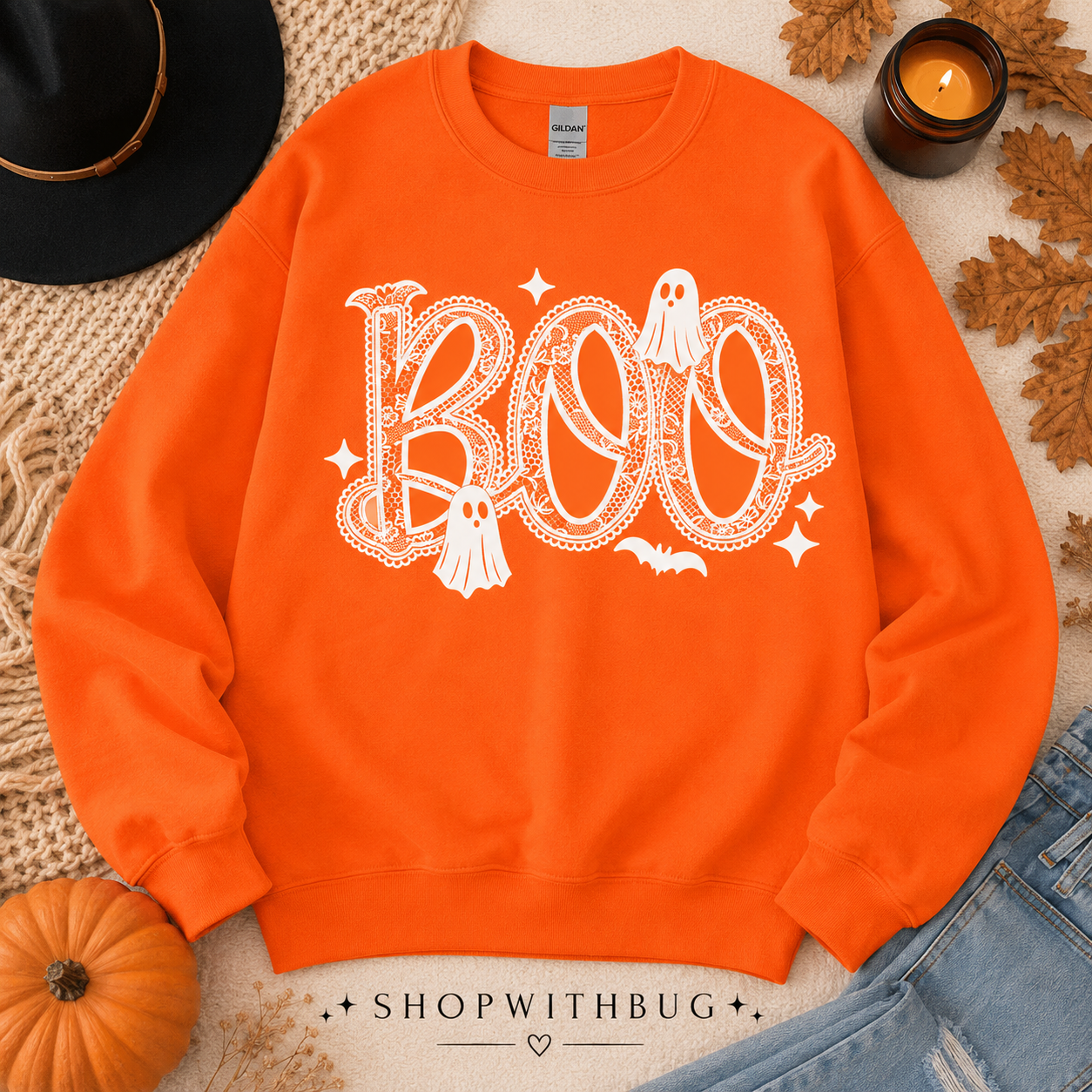 High Quality Lace Boo Crewneck Sweatshirt