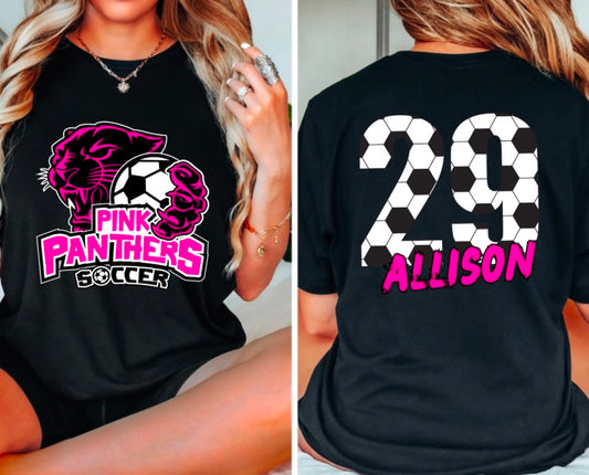 Custom Soccer Pink Panthers Pink Wording
