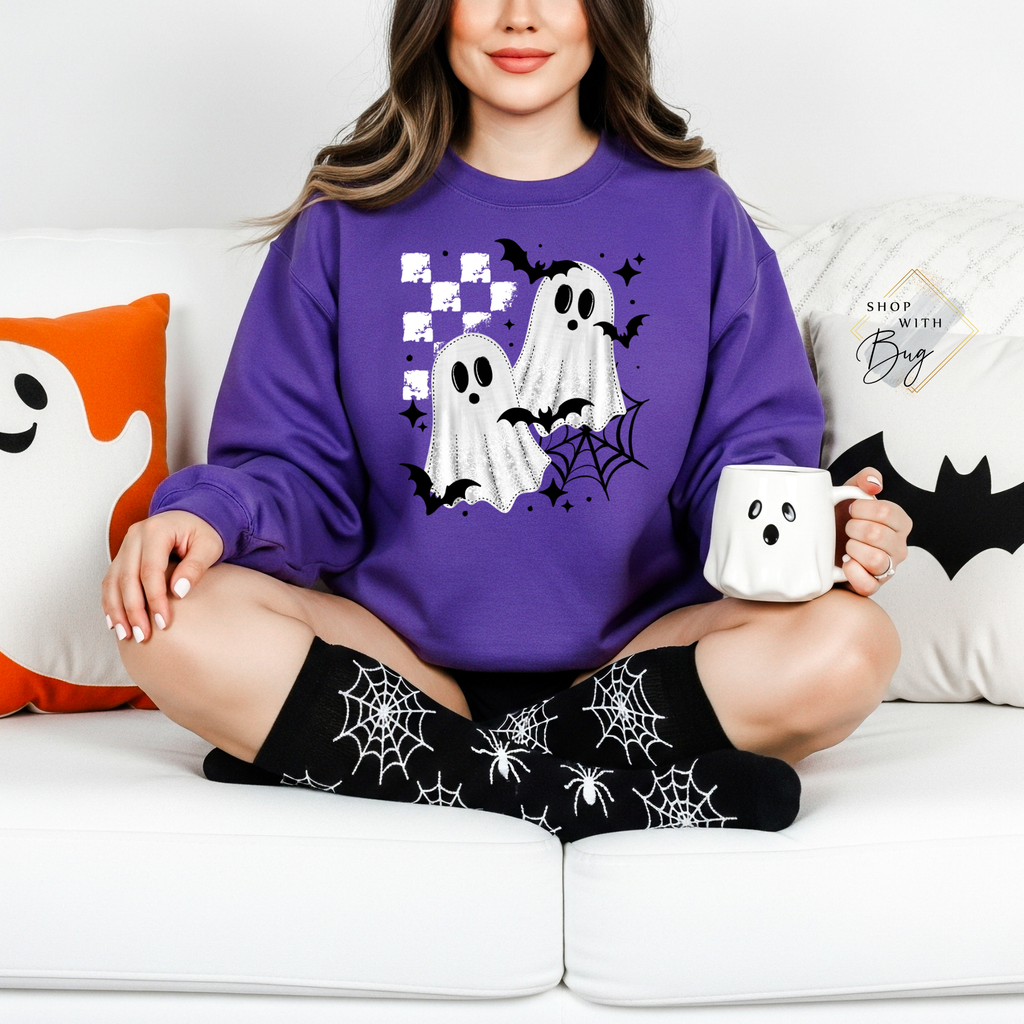 Boo Sweatshirt, Trendy Halloween Sweater, Spooky Season Sweater, Fall Vibes, Cute Ghost Sweatshirt, Stars Ghost
