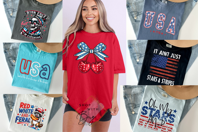 4th of July Grab Bag, 2-T-shirts in Bag, 1717 comfort colors tops