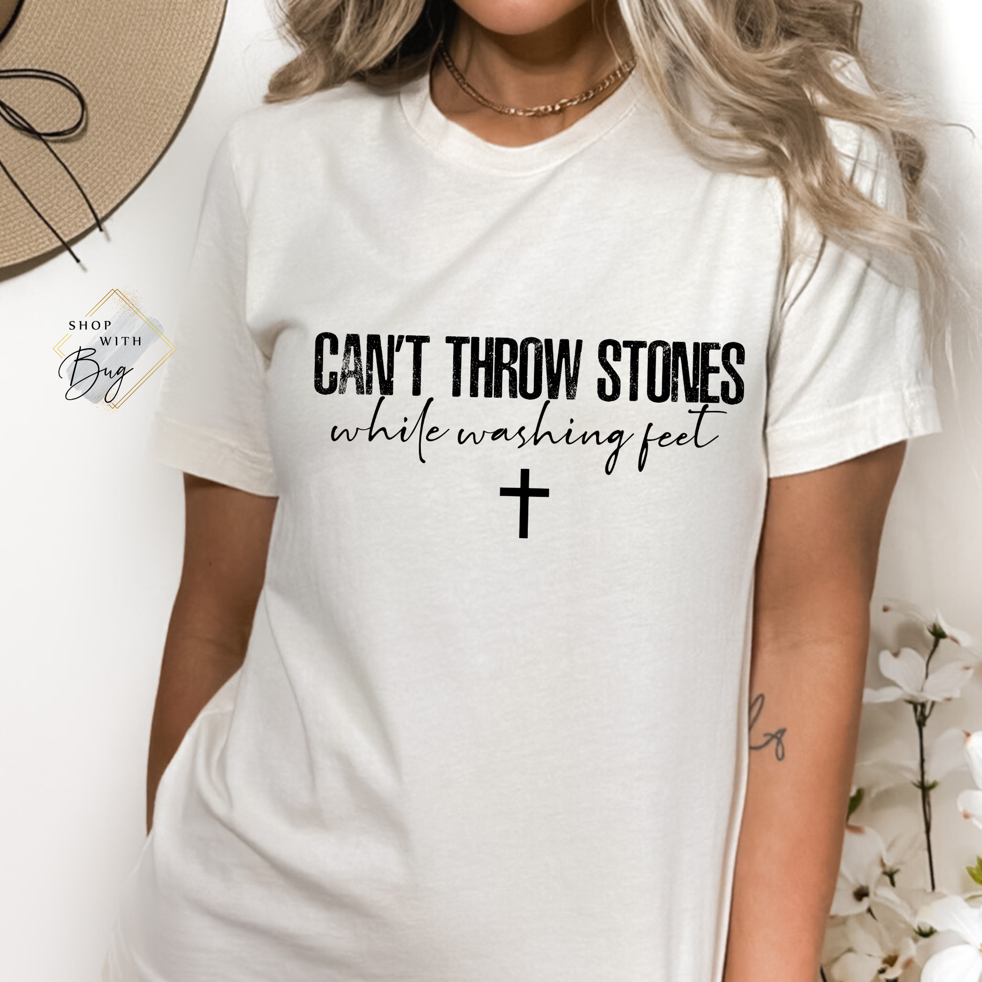 Cant Throw Stones While Washing Feet Adult Shirt
