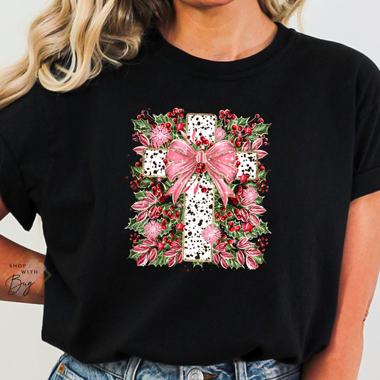 Christmas Cross Adult Shirt