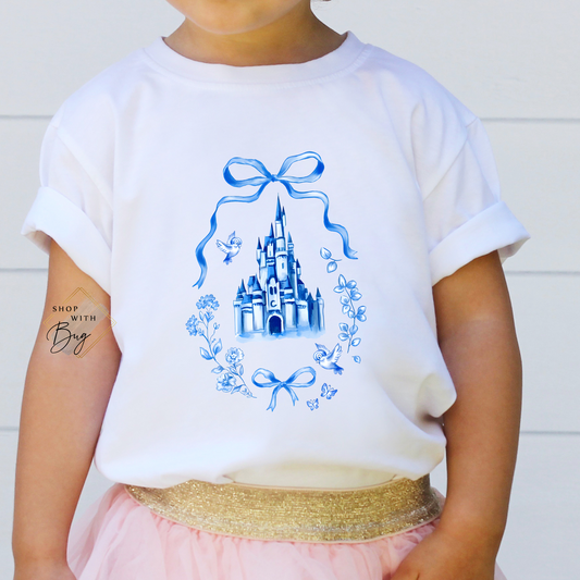 Blue Magical Castle Kids Unisex T-Shirt