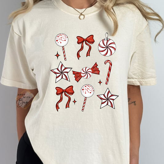 Candy Cane Adult Comfort Colors Tee