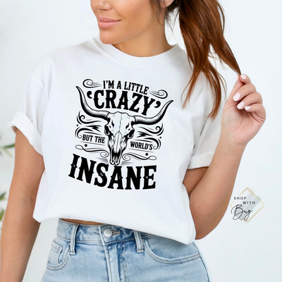 I'm a Little Crazy but the world is Insane Adult Shirt