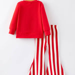 Christmas “MERRY” Applique Girls Striped Bell-bottom Pants Outfit Set