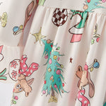 Christmas Cartoon Characters Print Girls Dress