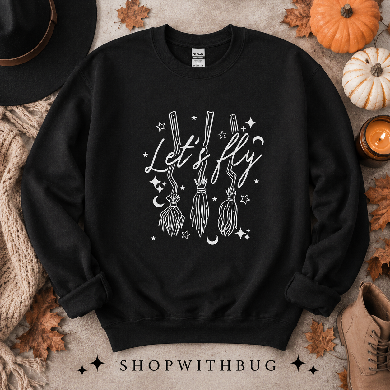 High Quality Lets Fly Halloween Crewneck Sweatshirt