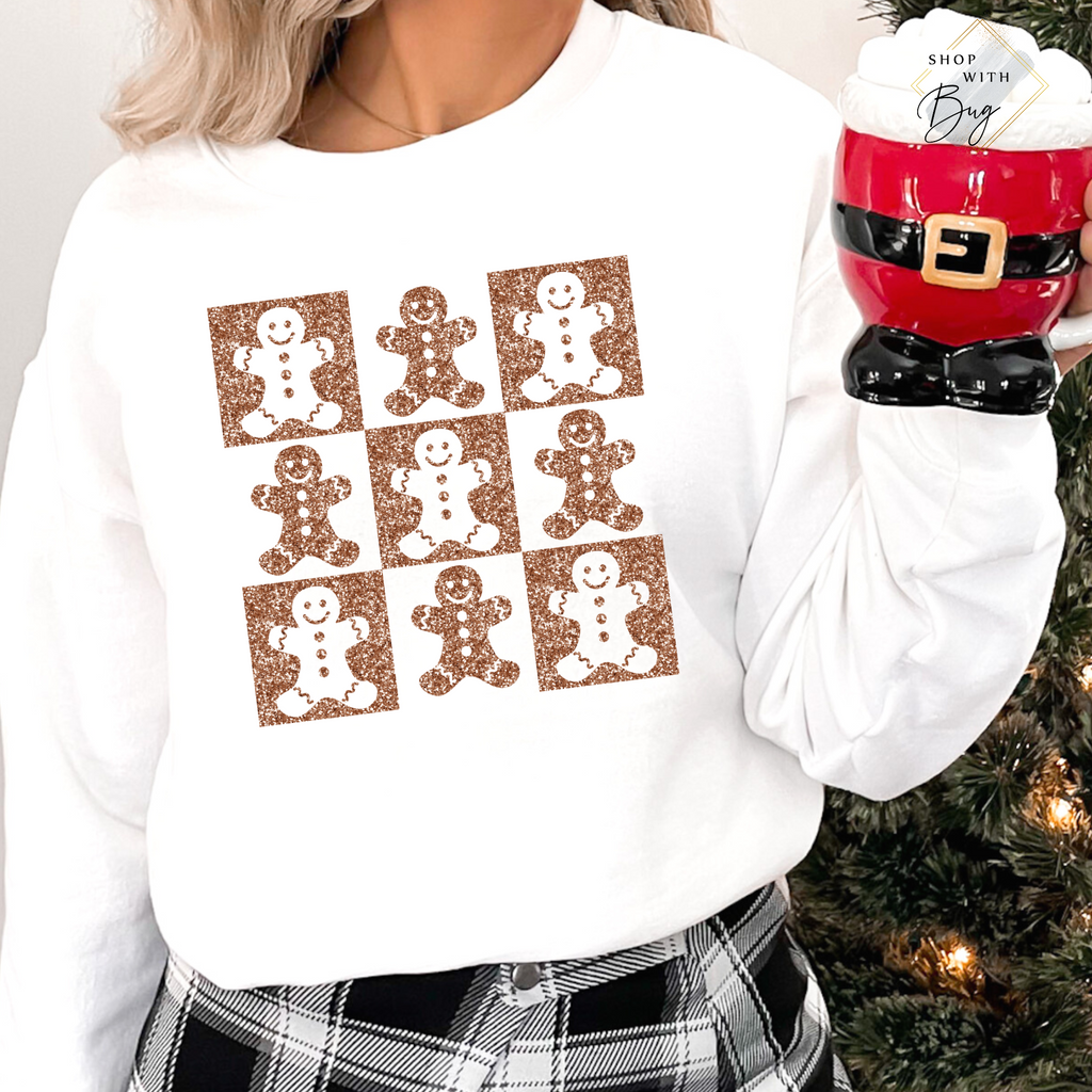 Glitter Gingerbread Crewneck Sweater or Hoodie